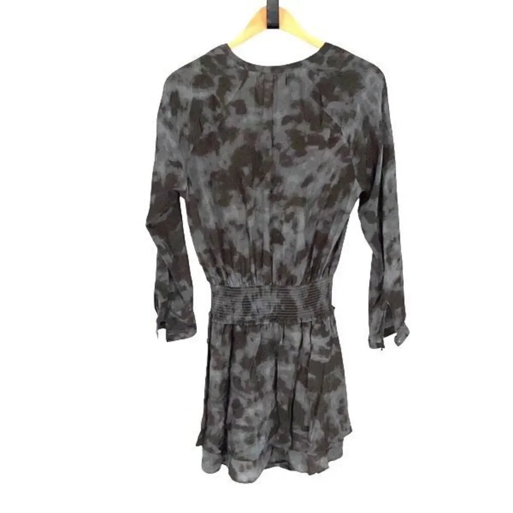 Rails Womens Long Sleeve Slate Tie Dye Jasmine Mini Dress Gray‎ Small NWOT